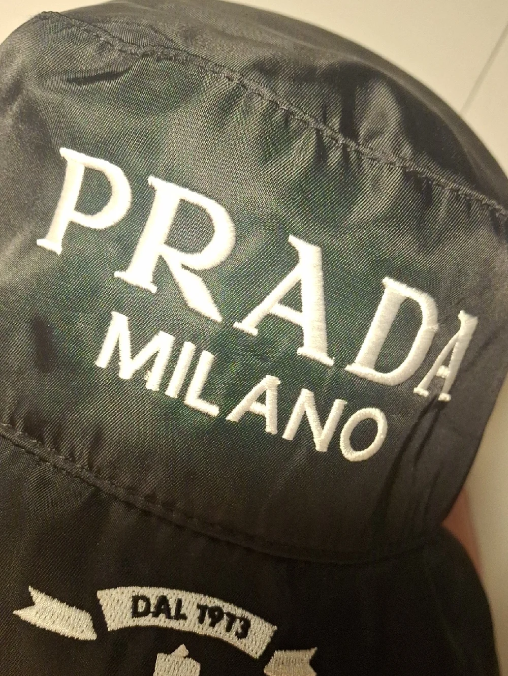 PRADA Milano Black Logo Rain Bucket Hat - Picture 2 of 6